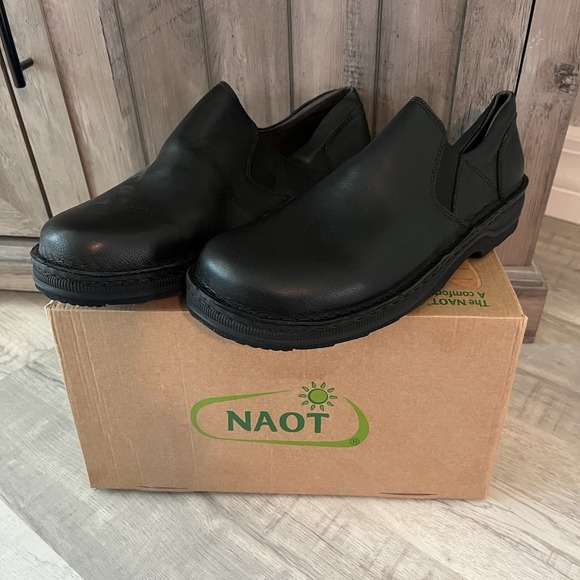 Naot Men's Eiger Black Leather Loafers Size 47 US 14-14.5 Slip On $199 NWB - Picture 1 of 16